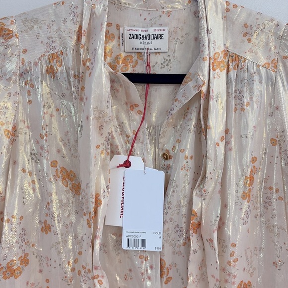 BNWT Zadig & Voltaire Tioly Lame Spark Flowers Shirt Size M - Picture 5 of 7